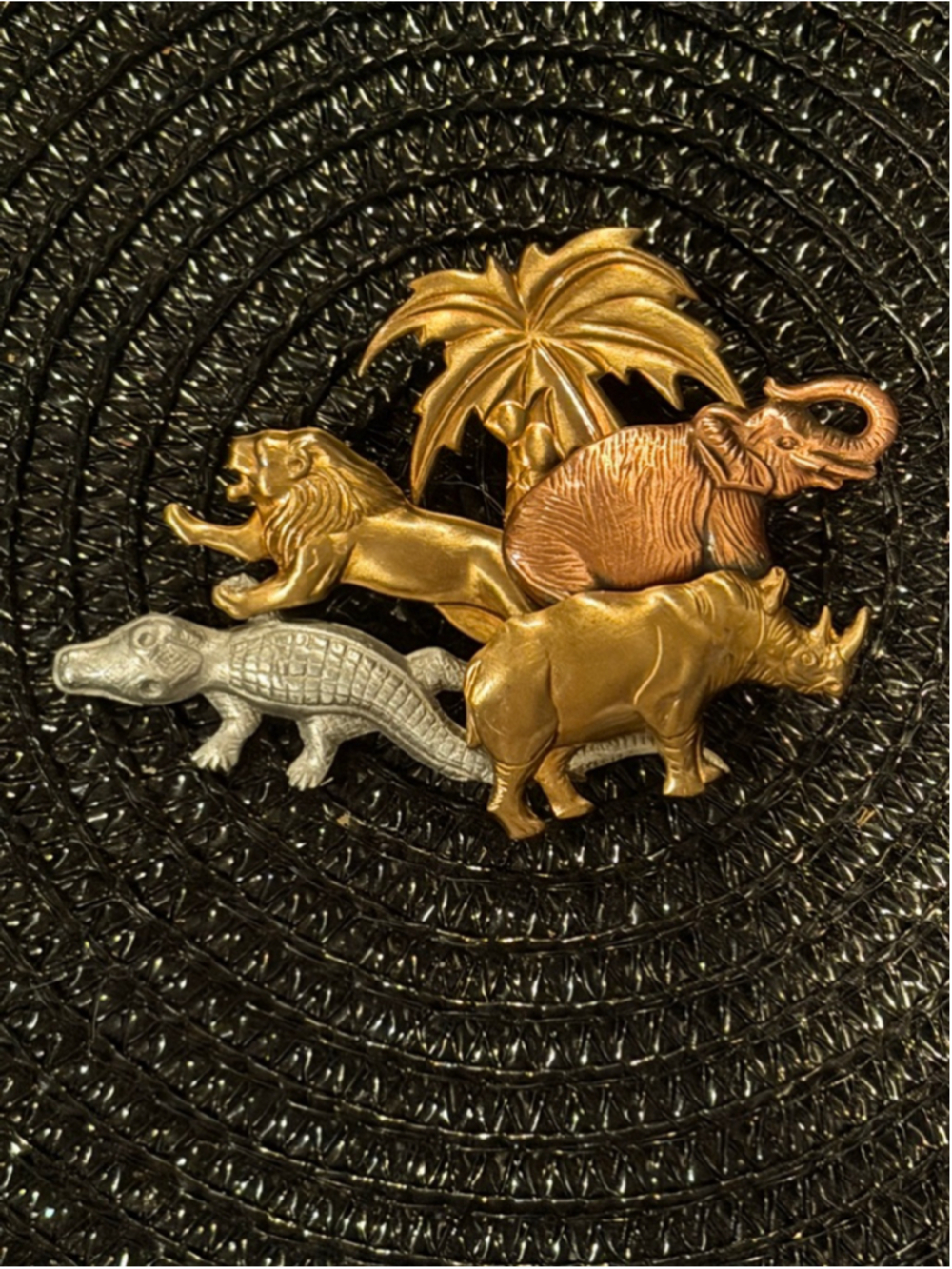 Gold Silver Safari Animal Brooch One Size